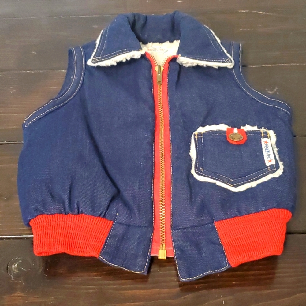 Vintage faux sherpa lined denim vest
